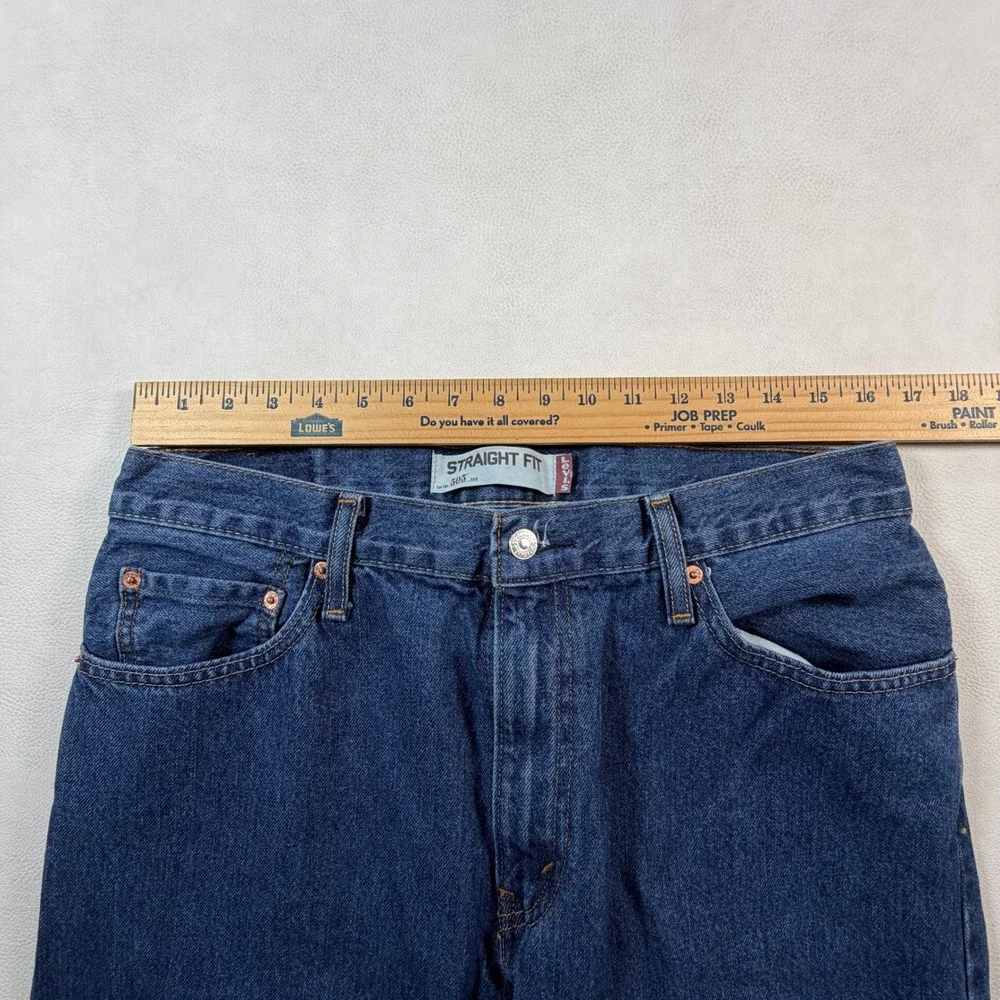 Y2K Levis‎ 505 Straight Fit Mens 32x30 Blue Denim Jeans Medium Wash Zip Fly